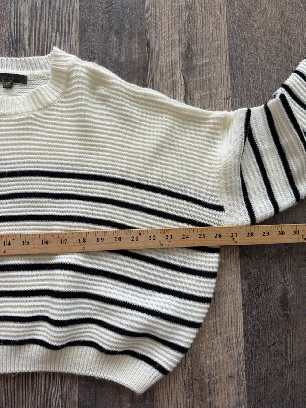 MIROH Striped Chunky Knit Sweater Cream Black Oversized Pullover M